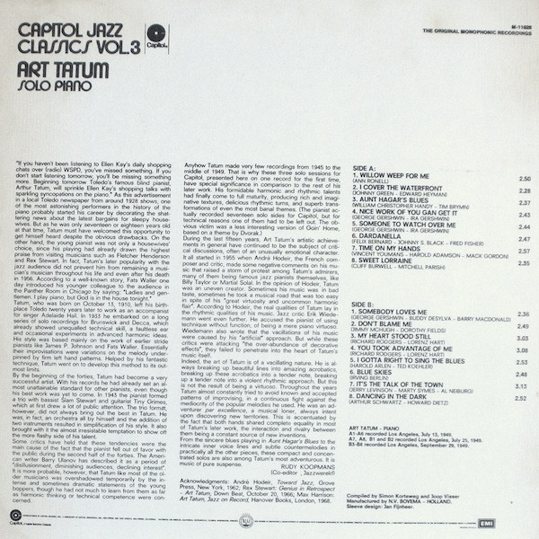 Art Tatum - Solo Piano | Capitol Records (M-11028) - 2
