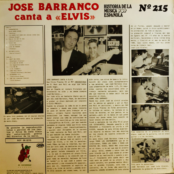 José Barranco - Jose Barranco Canta A Elvis | El Cocodrilo Records (JLA 00.0215) - 3