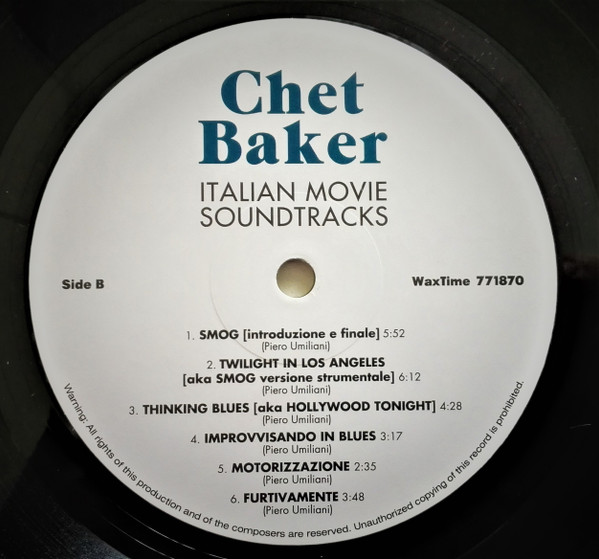 Chet Baker - Italian Movie Soundtracks | WaxTime (771870) - 3