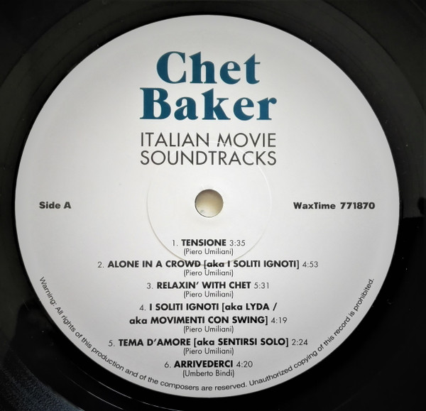 Chet Baker - Italian Movie Soundtracks | WaxTime (771870) - 2