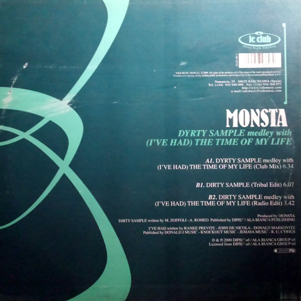 Monsta - Dirty Sample medley with (I've had) The Time Of My Life | le club (CLUB 389-3) - main