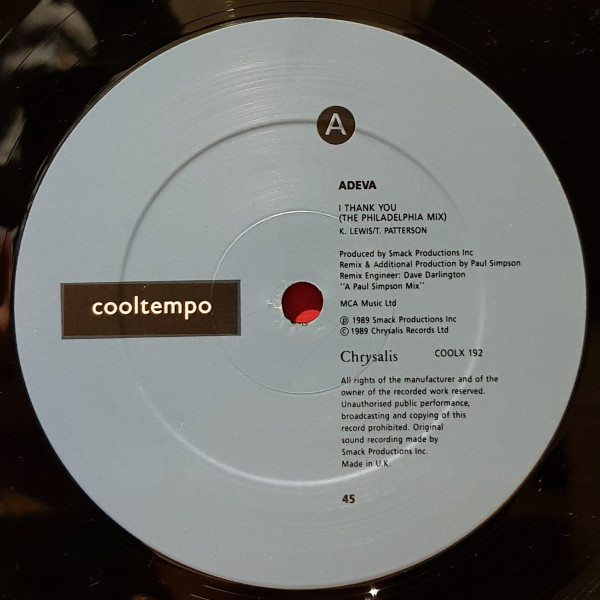 Adeva - I Thank You | Cooltempo (COOLX 192) - 3