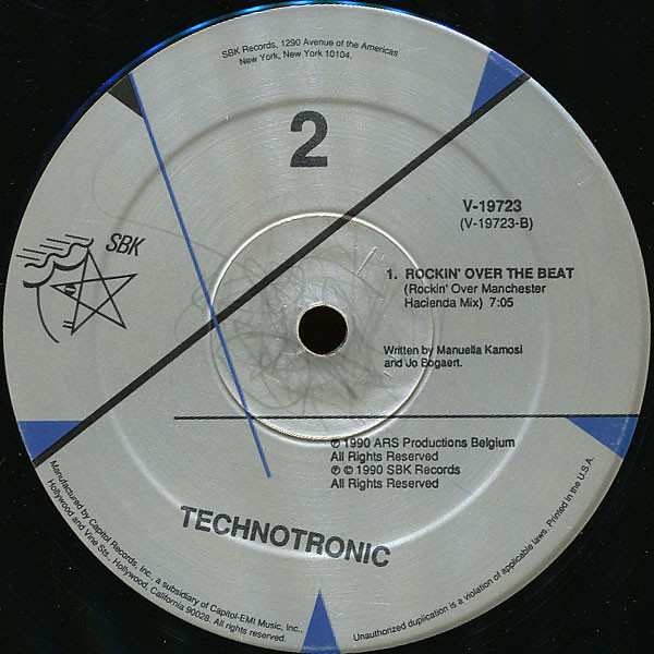 Technotronic - Techno Medley / Rockin' Over The Beat | SBK Records (V-19723) - 2