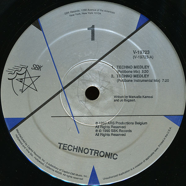 Technotronic - Techno Medley / Rockin' Over The Beat | SBK Records (V-19723) - main
