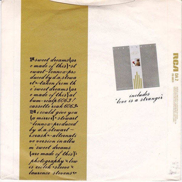 Eurythmics - Sweet Dreams (Are Made Of This) | RCA (DA 2) - 2 Eurythmics - Sweet Dreams (Are Made Of This) | RCA (DA 2) - 2