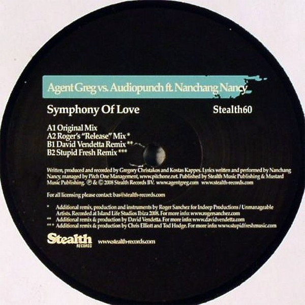 Agent Greg Vs. Audiopunch Feat. Nanchang Nancy - Symphony Of Love | Stealth Records (Stealth60)