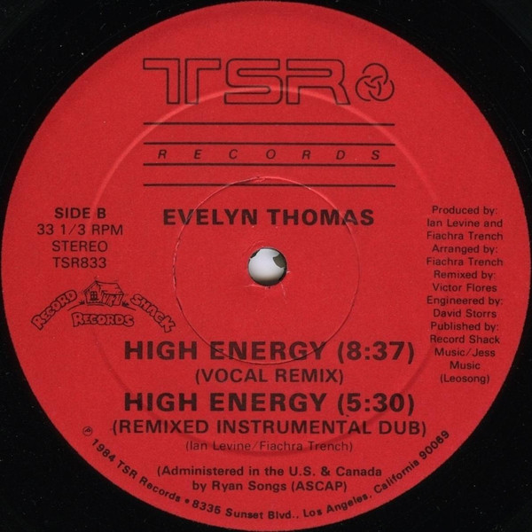 Evelyn Thomas - High-Energy | TSR Records (TSR-833) - 4