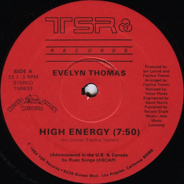 Evelyn Thomas - High-Energy | TSR Records (TSR-833) - 3