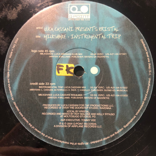Luca Cassani Presents Kristal - Milkshake | QPOINT! Records (QPT 015) - 2
