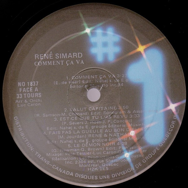 René Simard - Comment Ça Va [Vinyl] | Les Disques N°1 (N° 1837) - 3