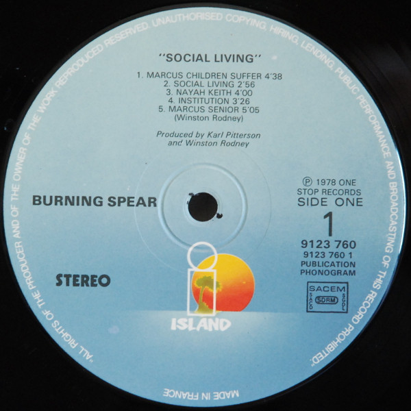 Burning Spear - Social Living | Island Records (9123 760) - 3 Burning Spear - Social Living | Island Records (9123 760) - 3
