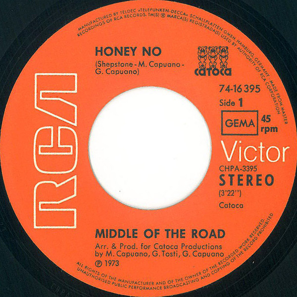 Middle Of The Road - Honey No | RCA Victor (74-16 395) - 3