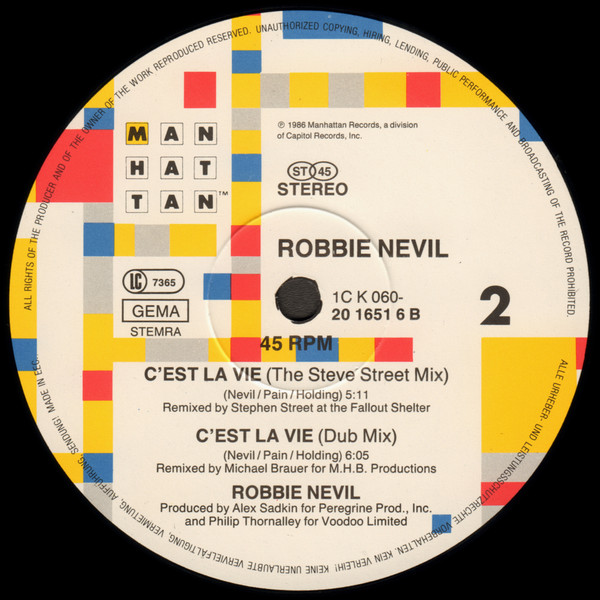 Robbie Nevil - C'est La Vie (Remix) | Manhattan Records (20 1651 6) - 4