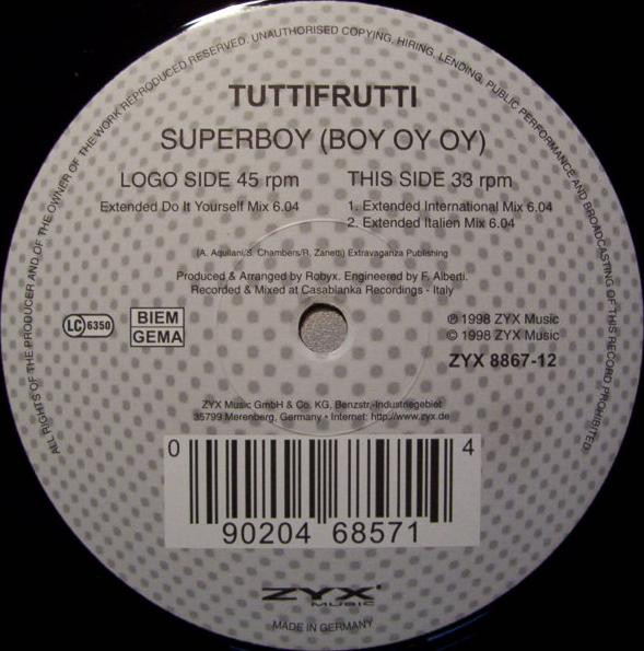 Tuttifrutti - Superboy (Boy Oy Oy) | ZYX Music (ZYX 8867-12)