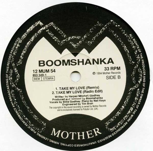 Boomshanka - Take My Love | Mother Records (12 MUM 54) - 3