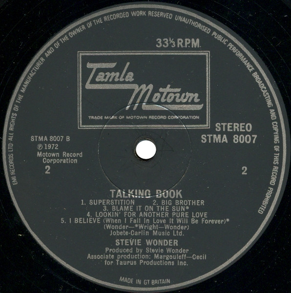 Stevie Wonder - Talking Book | Tamla Motown (STMA 8007) - 4 Stevie Wonder - Talking Book | Tamla Motown (STMA 8007) - 4