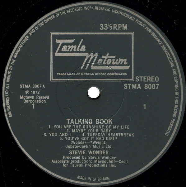 Stevie Wonder - Talking Book | Tamla Motown (STMA 8007) - 3 Stevie Wonder - Talking Book | Tamla Motown (STMA 8007) - 3