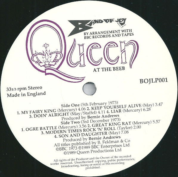 Queen - At The Beeb | Band Of Joy (BOJLP001) - 4