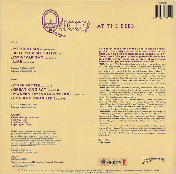 Queen - At The Beeb | Band Of Joy (BOJLP001) - 2