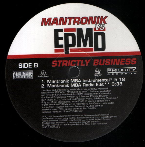 Kurtis Mantronik vs EPMD - Strictly Business | Parlophone (12R 6502) - 2
