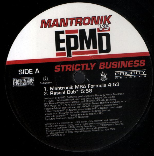 Kurtis Mantronik vs EPMD - Strictly Business | Parlophone (12R 6502) - main