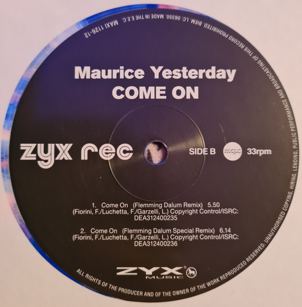 Maurice Yesterday - Come On | ZYX Music (MAXI 1126-12) - 4