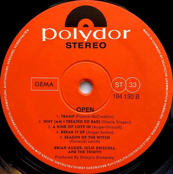 Julie Driscoll, Brian Auger & The Trinity - Open | Polydor (184 130) - 4