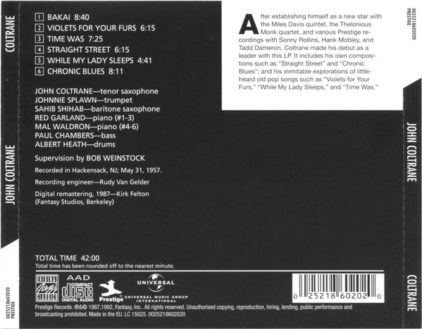 John Coltrane - Coltrane | Original Jazz Classics (0025218602020) - 2 John Coltrane - Coltrane | Original Jazz Classics (0025218602020) - 2