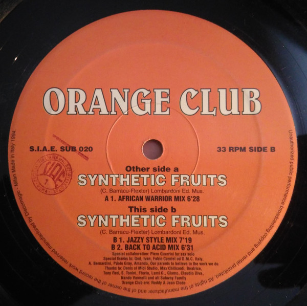 Orange Club - Synthetic Fruits | Subway Records (SUB 020) - main