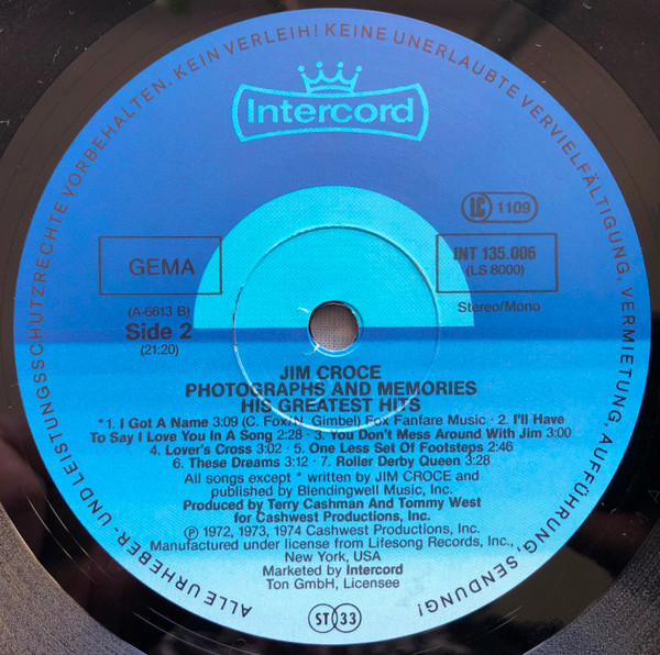 Jim Croce - Photographs & Memories: His Greatest Hits | Intercord (INT 135.006) - 4