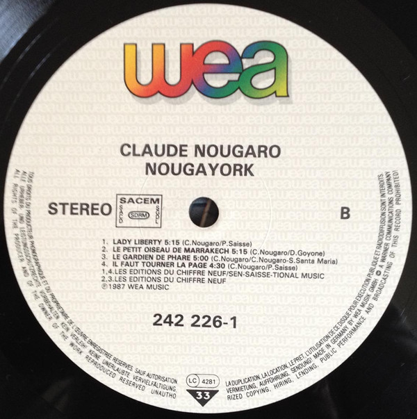 Claude Nougaro - Nougayork | WEA (242 226-1) - 7
