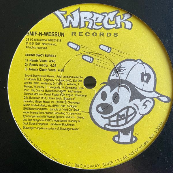 Smif-N-Wessun - Wrekonize / Sound Bwoy Bureill (Remixes) | Wreck Records (WR20161) - 3 Smif-N-Wessun - Wrekonize / Sound Bwoy Bureill (Remixes) | Wreck Records (WR20161) - 3