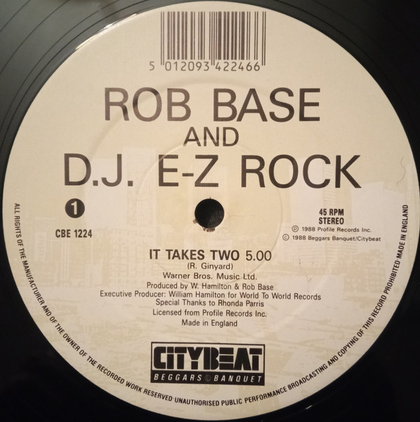 Rob Base & DJ E-Z Rock - It Takes Two | City Beat (CBE 1224) - 3