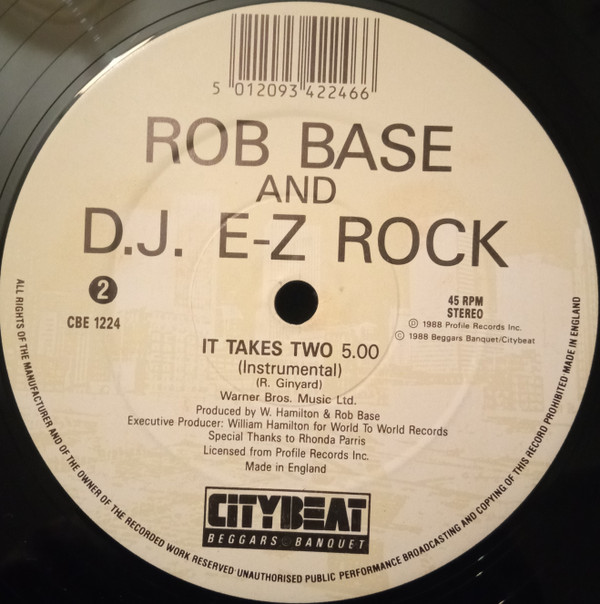Rob Base & DJ E-Z Rock - It Takes Two | City Beat (CBE 1224) - 4
