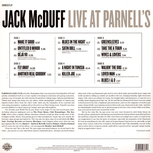 Brother Jack McDuff - Live At Parnell's | Soul Bank Music (SBM007LP) - 2