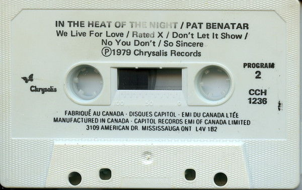 Pat Benatar - In The Heat Of The Night [Cassette] | Chrysalis (CCH 1236) - 4
