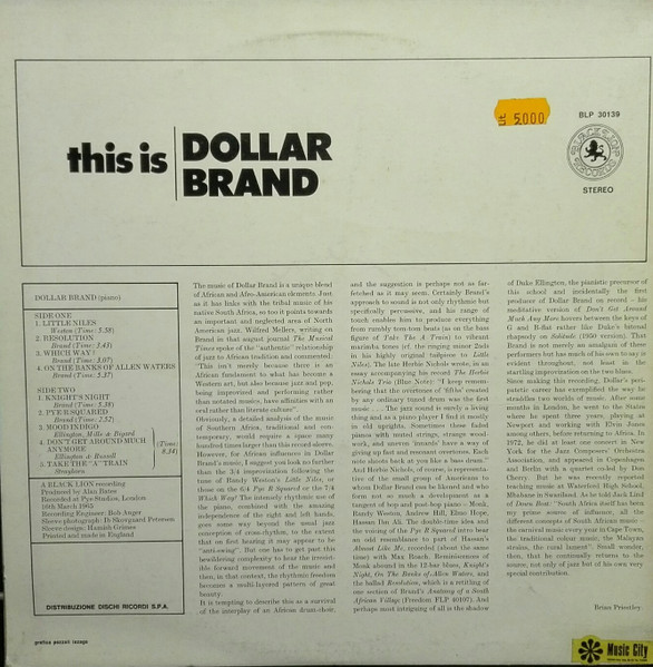 Dollar Brand - This Is Dollar Brand | Black Lion Records (BLP 30139) - 2
