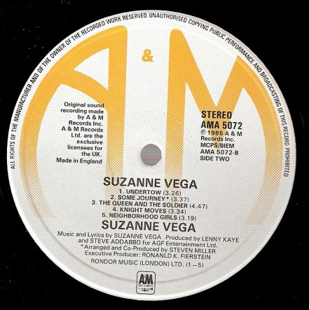 Suzanne Vega - Suzanne Vega | A&M Records (AMA 5072) - 4