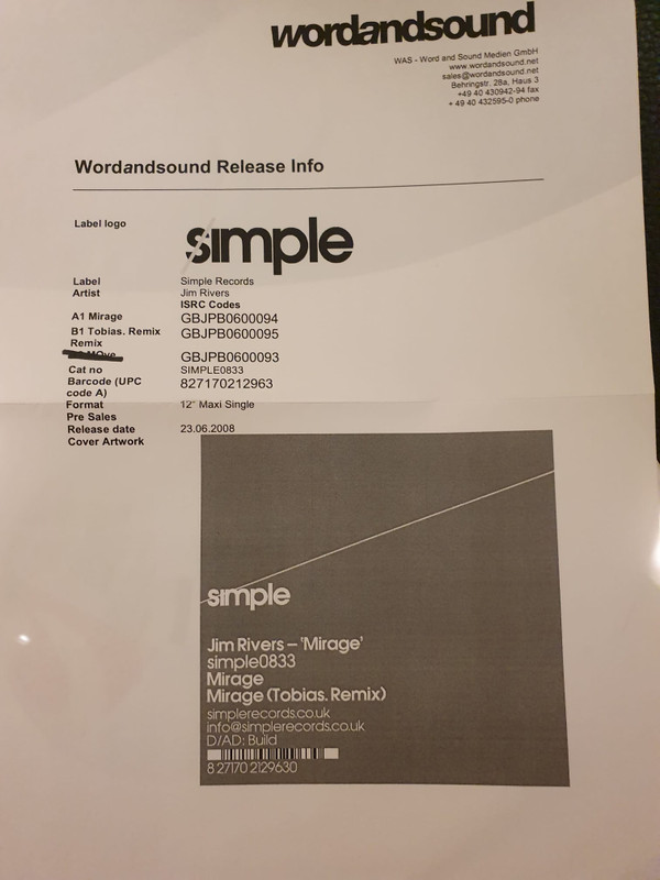 Jim Rivers - Mirage | Simple Records (simple 0833)