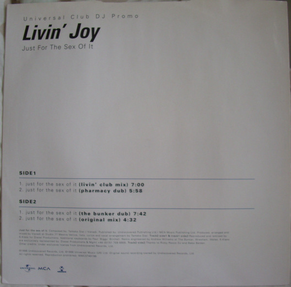 Livin' Joy - Just For The Sex Of It | Universal (WMCST 40196) - 2