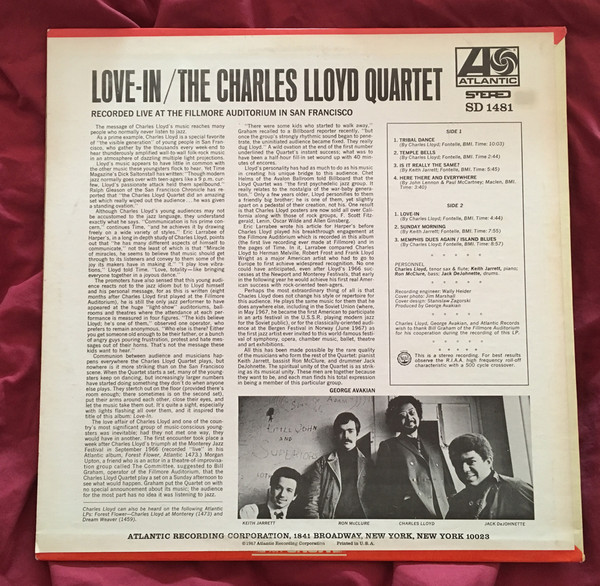 The Charles Lloyd Quartet - Love-In | Atlantic (SD 1481) - 2 The Charles Lloyd Quartet - Love-In | Atlantic (SD 1481) - 2