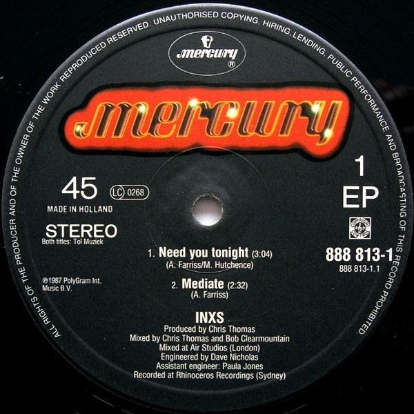 INXS - Need You Tonight / Mediate | Mercury (888 813-1) - 3