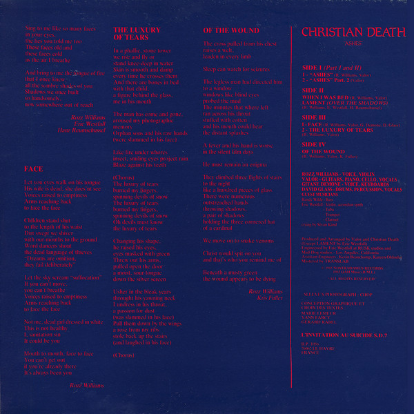 Christian Death - "Ashes" | L'Invitation Au Suicide (S.D. 7) - 8