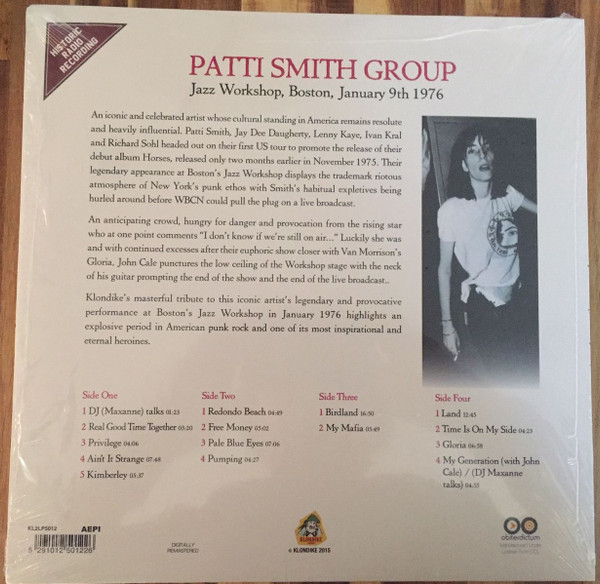 Patti Smith Group - Jazz Workshop, Boston, January 9th 1976 | Klondike Records (KL2LP5012) - 2