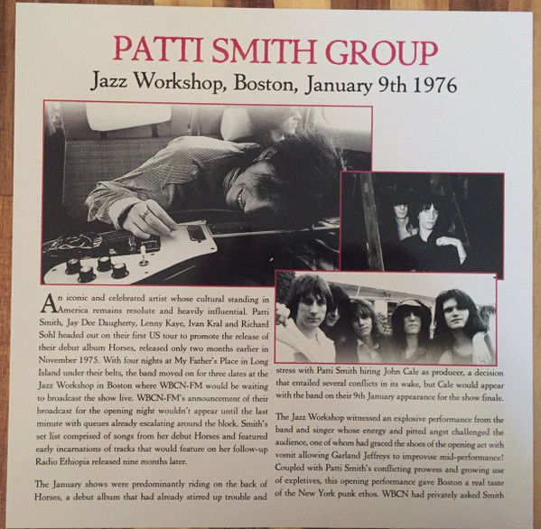 Patti Smith Group - Jazz Workshop, Boston, January 9th 1976 | Klondike Records (KL2LP5012) - 3