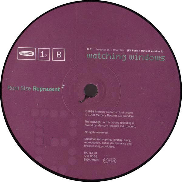 Roni Size / Reprazent - Watching Windows | Talkin' Loud (TLX 31) - 3