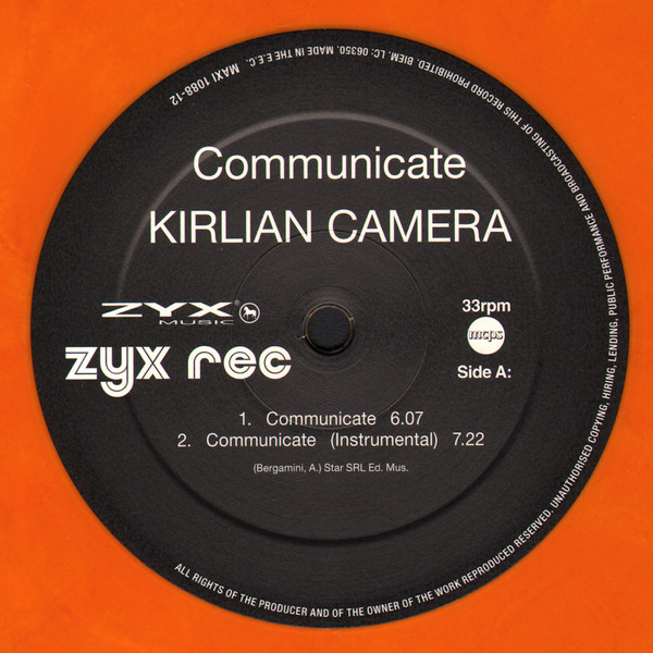 Kirlian Camera - Communicate | ZYX Records (MAXI 1088-12) Kirlian Camera - Communicate | ZYX Records (MAXI 1088-12)