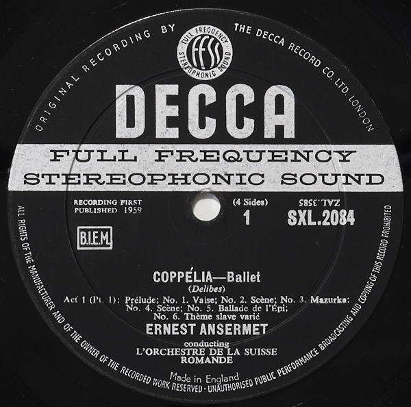 Delibes , Ansermet , L'Orchestre De La Suisse Romande - Coppelia | Decca (SXL 2084-5) Delibes , Ansermet , L'Orchestre De La Suisse Romande - Coppelia | Decca (SXL 2084-5)