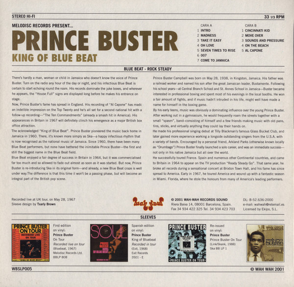 Prince Buster - King Of Blue Beat | Wah Wah Records (WBSLP005) - 3 Prince Buster - King Of Blue Beat | Wah Wah Records (WBSLP005) - 3