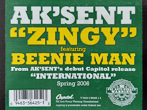 Ak'sent Featuring Beenie Man - Zingy | Capitol Records (Y 0946 3 56425 1 3)